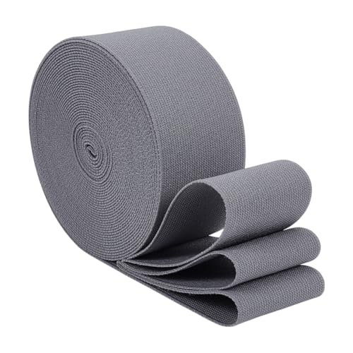 BENECREAT 8m Gummiband Zum Aufnähen 5cm Breite Flache Elastische Kordel Geflochtene Stretchbänder Für Hosenbunde Kleidung Basteln (Grau) von BENECREAT