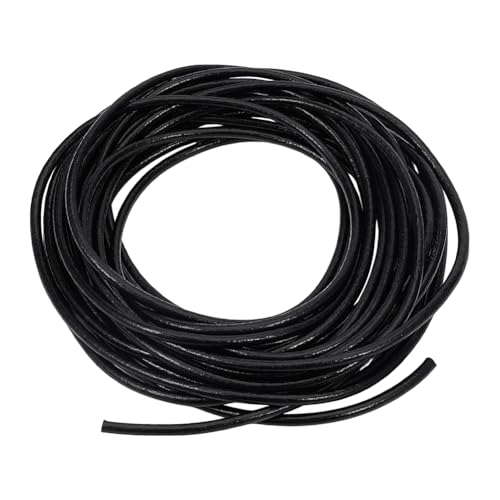 BENECREAT 9,1 m runde, geflochtene Schnur aus echtem Rindsleder, 5 mm, schwarzes Leder, für Halsketten, Armbänder, Schmuck, DIY Handwerk von BENECREAT