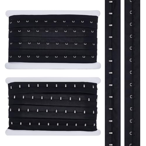 BENECREAT 9,1m einreihiges Haken- und Ösenband, 28 mm Schwarze BH-Verlängerung aus Polyester zum Nähen, Quilten, Korsett-BH, Brautbekleidung, Heimdekoration von BENECREAT