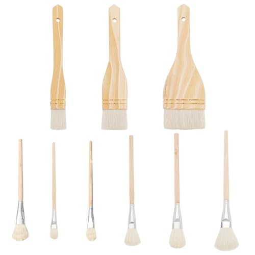 BENECREAT 9 Styles Keramikpinsel-Set, Keramik-Glasurpinsel, Kunstpinsel Aus Wolle In Verschiedenen Formen Mit Holzgriff Für Künstler, Die Keramik Und Töpferwaren Bemalen von BENECREAT