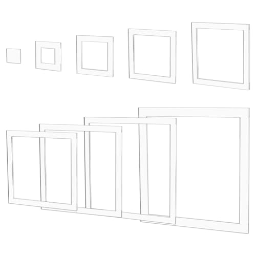 BENECREAT 9 x quadratische Fräserschablonen, 9,8/8,5/7,4/6,5/5,5/4,5/3,5/2,5/1,4 Zoll, transparente Acryl-Schablone, Fräseinlage für Holzbearbeitung, Handwerk BENECREAT 9 x quadratische Fräserschablonen, 9,8/8,5/7,4/6,5/5,5/4,5/3,5/2,5/1,4 Zoll, transparente Acryl-Schablone, Fräseinlage für Holzbearbeitung, Handwerk von BENECREAT