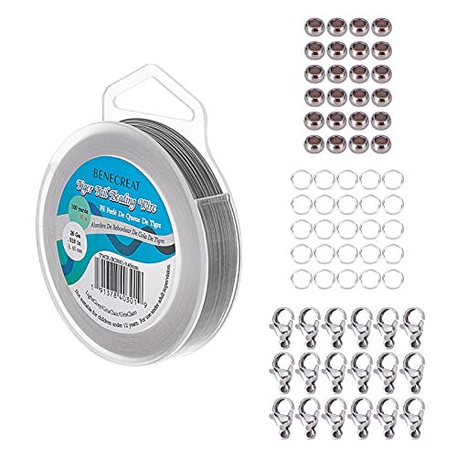 BENECREAT 90m 0.46mm Edelstahl 7-strängiger Perlendraht mit 200pcs Sprungringen, 50pcs Crimpperlen und 30pcs Karabinerverschlüssen für die Schmuckherstellung BENECREAT 90m 0.46mm Edelstahl 7-strängiger Perlendraht mit 200pcs Sprungringen, 50pcs Crimpperlen und 30pcs Karabinerverschlüssen für die Schmuckherstellung von BENECREAT