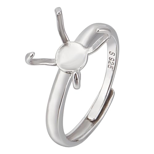 BENECREAT 925 Ringrohlinge Aus Sterlingsilber Mit 4 Krallen, Silberne Verstellbare Ringbasen, 19.4 mm Fingerringbasis, Krallenringkomponenten Für Unregelmäßige Cabochon-Ring BENECREAT 925 Ringrohlinge Aus Sterlingsilber Mit 4 Krallen, Silberne Verstellbare Ringbasen, 19.4 mm Fingerringbasis, Krallenringkomponenten Für Unregelmäßige Cabochon-Ring von BENECREAT