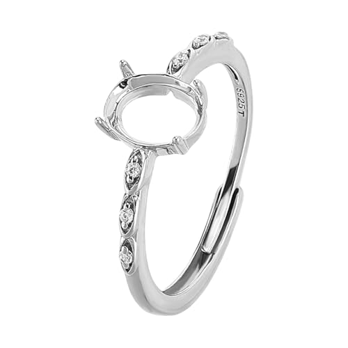 BENECREAT 925 Sterling Silber Oval Prong Ring Einstellungen, Platin Oval Edelstein Prong Ring Cabochon Einstellbare Ring Basis Blank fit für Schmuck machen Kit Frauen DIY Handwerk von BENECREAT