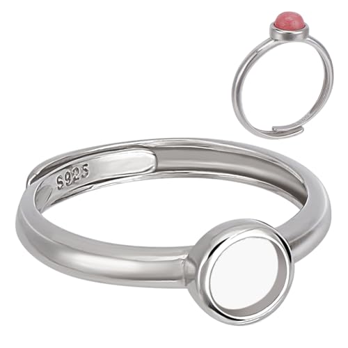 BENECREAT 925 Sterling Silber Runde Lünette Blank Cup Ring Einstellung, 5mm Runde Lünette Cup Blank einstellbare Ringe für die Schmuckherstellung BENECREAT 925 Sterling Silber Runde Lünette Blank Cup Ring Einstellung, 5mm Runde Lünette Cup Blank einstellbare Ringe für die Schmuckherstellung von BENECREAT