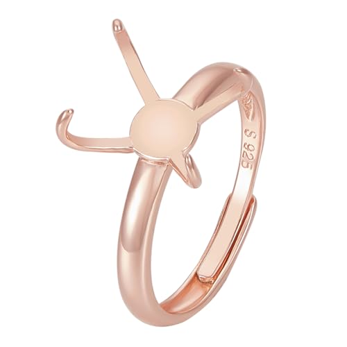 BENECREAT 925 Sterlingsilber Ringrohlinge Mit 4 Krallen, 18.5mm Verstellbare Ringbasen Mit S925-Stempel Für Schmuckherstellung von Unregelmäßigen Cabochon-Ringen, Tablett: 10x7 mm Roségold von BENECREAT