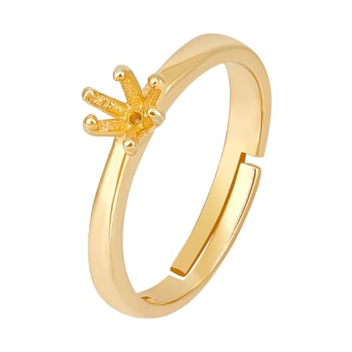 BENECREAT 925 Sterlingsilber Ringrohlinge Mit 6 Krallen, 16.5 mm Verstellbare Ringsockel Aus Gold Mit S925-Stempel Für Schmuckherstellung von Unregelmäßigen Cabochon-Ringen, Fach: 4.5 mm BENECREAT 925 Sterlingsilber Ringrohlinge Mit 6 Krallen, 16.5 mm Verstellbare Ringsockel Aus Gold Mit S925-Stempel Für Schmuckherstellung von Unregelmäßigen Cabochon-Ringen, Fach: 4.5 mm von BENECREAT