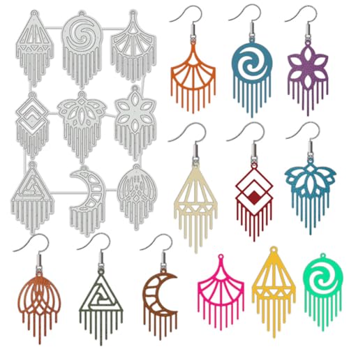 BENECREAT 9Styles Quasten-Ohrring-Stanzformen, Blumen-Mond-Ohrring-Metallstanzschablonen Für DIY-Scrapbooking, Dekoratives Prägepapier, Scrapbooking-Kartenherstellung, 11.3x17.6 cm BENECREAT 9Styles Quasten-Ohrring-Stanzformen, Blumen-Mond-Ohrring-Metallstanzschablonen Für DIY-Scrapbooking, Dekoratives Prägepapier, Scrapbooking-Kartenherstellung, 11.3x17.6 cm von BENECREAT