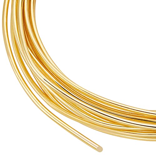 BENECREAT Basteldraht, 15 Gauge, 18 Karat vergoldet, anlaufgeschützt, Messing, Schmuckdraht für Perlen, Anhängerverpackung, Ohrringe, Armbänder, Bastelarbeiten, 2,5 m von BENECREAT