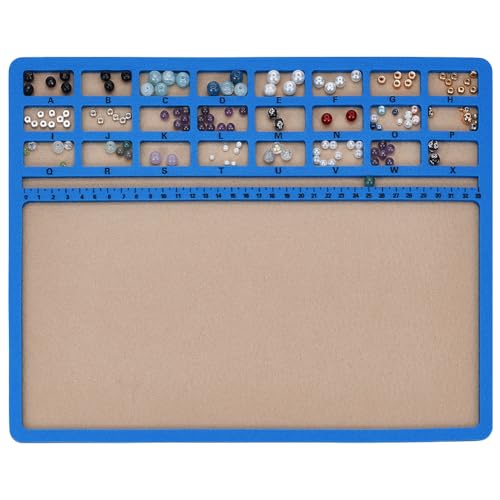 BENECREAT Blaue Perlenmatte 35.5x28cm Großes Rechteckiges Filzperlen Designbrett Mit Skalen Und 14 Gittern Perlentablett Zur Schmuckherstellung Perlenzubehör von BENECREAT