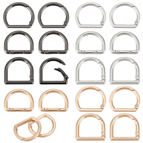 BENECREAT D-Ring-Schlüsselhaken, halbrund, Metallfeder-Schlüsselanhänger für Gürtel, Rucksäcke, Handtaschen und andere, 3 Farben, 18 Stück BENECREAT D-Ring-Schlüsselhaken, halbrund, Metallfeder-Schlüsselanhänger für Gürtel, Rucksäcke, Handtaschen und andere, 3 Farben, 18 Stück von BENECREAT