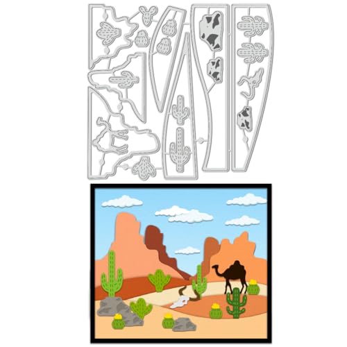 BENECREAT Desert Canyon-Hintergrund-Stanzformen, Kamel-Kaktus-Prägewerkzeug aus Kohlenstoffstahl, Stanzungen Metallvorlagen für DIY-Scrapbooking, Grußkarten, dekorative Prägungen BENECREAT Desert Canyon-Hintergrund-Stanzformen, Kamel-Kaktus-Prägewerkzeug aus Kohlenstoffstahl, Stanzungen Metallvorlagen für DIY-Scrapbooking, Grußkarten, dekorative Prägungen von BENECREAT
