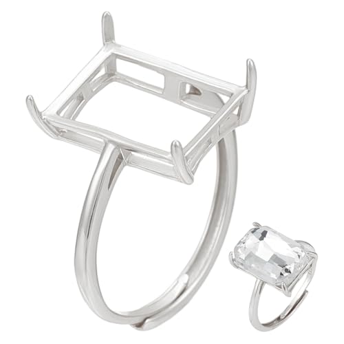 BENECREAT Echt Platinierte 925 Krappen Ringfassung Aus Sterlingsilber 12x8mm Rechteck 4 Krallen Ringrohlinge Verstellbare Ringsockel Mit Poliertuch Für Die Schmuckherstellung von Cabochon Ringen BENECREAT Echt Platinierte 925 Krappen Ringfassung Aus Sterlingsilber 12x8mm Rechteck 4 Krallen Ringrohlinge Verstellbare Ringsockel Mit Poliertuch Für Die Schmuckherstellung von Cabochon Ringen von BENECREAT