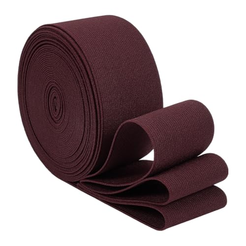 BENECREAT Elastisches Band zum Nähen, 5,1 cm breite, flache elastische Schnur, geflochtene Stretchgurte für Taillenbänder, Hosen, Kleidung, DIY Handwerk (braun) von BENECREAT