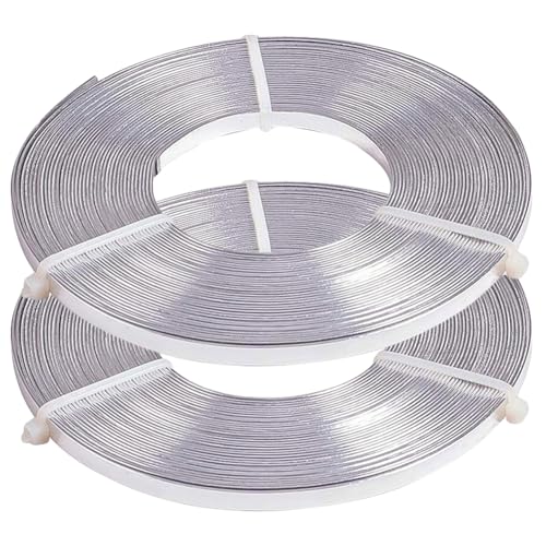 BENECREAT Flacher Schmuck-Basteldraht, 18 Gauge, Aluminiumdraht für Lünette, Modellierung, Anker, Schmuckherstellung, Silber, 5 mm breit, 2 Rollen BENECREAT Flacher Schmuck-Basteldraht, 18 Gauge, Aluminiumdraht für Lünette, Modellierung, Anker, Schmuckherstellung, Silber, 5 mm breit, 2 Rollen von BENECREAT