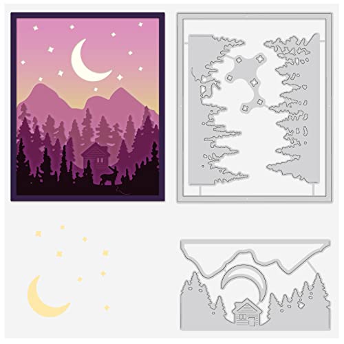 BENECREAT Forest Mountains Metall-Stanzformen Schablone, 4.13x2.48"/10.5x6.3 cm Kabine Mond Karbonstahl Prägeschablone Für Die Kartenherstellung DIY Scrapbooking Fotoalbum BENECREAT Forest Mountains Metall-Stanzformen Schablone, 4.13x2.48"/10.5x6.3 cm Kabine Mond Karbonstahl Prägeschablone Für Die Kartenherstellung DIY Scrapbooking Fotoalbum von BENECREAT