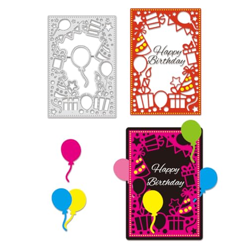 BENECREAT Geburtstags-Stanzformen, Geburtstags-Rand-Hintergrund-Schablonen, Luftballons Geschenke Dekorative Prägeschablonen Für Scrapbooking, Fotoalbum, Grußkartenherstellung, 0.8mm Dick BENECREAT Geburtstags-Stanzformen, Geburtstags-Rand-Hintergrund-Schablonen, Luftballons Geschenke Dekorative Prägeschablonen Für Scrapbooking, Fotoalbum, Grußkartenherstellung, 0.8mm Dick von BENECREAT