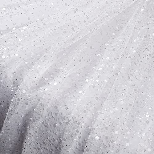 BENECREAT Glitzer-Tüllstoff mit Pailletten und Perlen, 160 x 99,1 cm, weißes Band, Netzstoff für Kleidung, Accessoires, Nähen, Quilten, Bekleidung, Handwerk, Dekoration BENECREAT Glitzer-Tüllstoff mit Pailletten und Perlen, 160 x 99,1 cm, weißes Band, Netzstoff für Kleidung, Accessoires, Nähen, Quilten, Bekleidung, Handwerk, Dekoration von BENECREAT