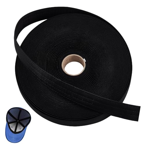 BENECREAT Golfmütze, Schweißfutter mit vier Einkerbungslinien, schwarzes Polyesterband zum Nähen, Bastelzubehör, Baseball-, Tennismütze, 3,8 cm breit von BENECREAT