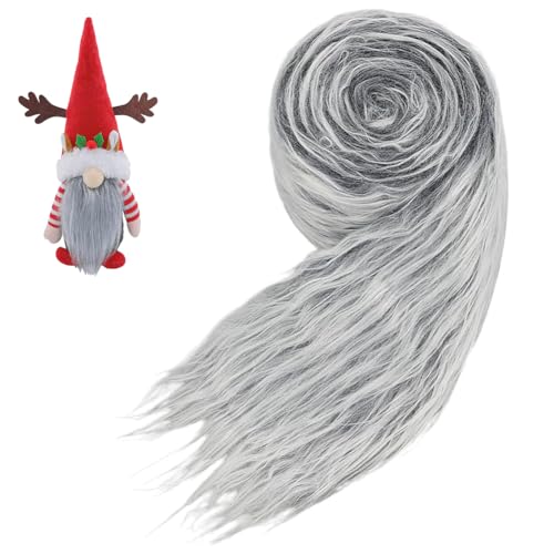 BENECREAT Grau Kunstpelz Stoff, Precut Polyester Streifen Handwerk Kunstpelz für Weihnachten Dekoration Cosplay Kostüm DIY Handwerk Gnome Bart Weihnachtsmann Haar Zwerg von BENECREAT