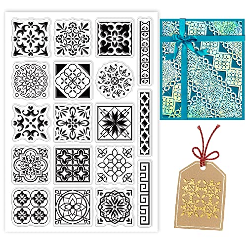 BENECREAT Hintergrund Klare Stempel Ost Mandala Geometri Blumen Bordüre Muster PVC Silikon Stempel 6,3x4,3 für DIY Scrapbooking, Fotoalbum Dekoration, Kartenherstellung BENECREAT Hintergrund Klare Stempel Ost Mandala Geometri Blumen Bordüre Muster PVC Silikon Stempel 6,3x4,3 für DIY Scrapbooking, Fotoalbum Dekoration, Kartenherstellung von BENECREAT