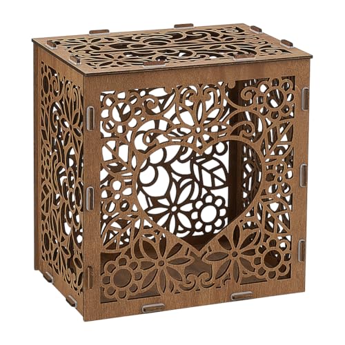 BENECREAT Hochzeitskartenbox Aus Holz 25x18x25cm Große Aufbewahrungsbox Aus Holz Für Karten Mit Schlitz Hohle Geschenkkartenbox Für Hochzeitsempfang Abschlussfeier Geburtstagsparty von BENECREAT