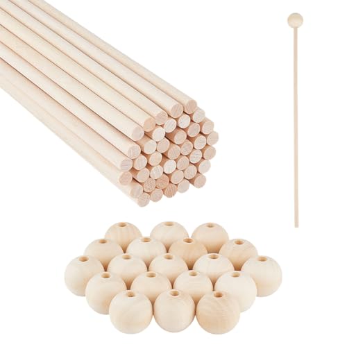 BENECREAT Holzdübelstangen und 40 Dübelkappen, 30 x 0,6 cm, unlackierte Holzstäbe, Holzdübel-Sets für Heimwerker, Handwerk, Möbel, 40 Stück BENECREAT Holzdübelstangen und 40 Dübelkappen, 30 x 0,6 cm, unlackierte Holzstäbe, Holzdübel-Sets für Heimwerker, Handwerk, Möbel, 40 Stück von BENECREAT