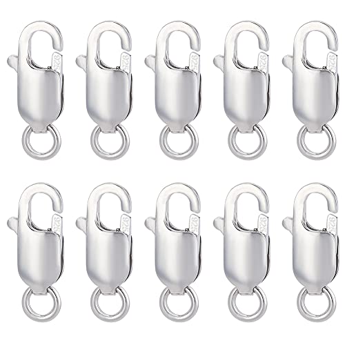 BENECREAT Karabinerverschlüsse aus 925er-Sterlingsilber, 10,5 mm, rechteckig, mit Biegering, für Schmuck, Armbänder, Halsketten, Bastelarbeiten, 10 Stück BENECREAT Karabinerverschlüsse aus 925er-Sterlingsilber, 10,5 mm, rechteckig, mit Biegering, für Schmuck, Armbänder, Halsketten, Bastelarbeiten, 10 Stück von BENECREAT