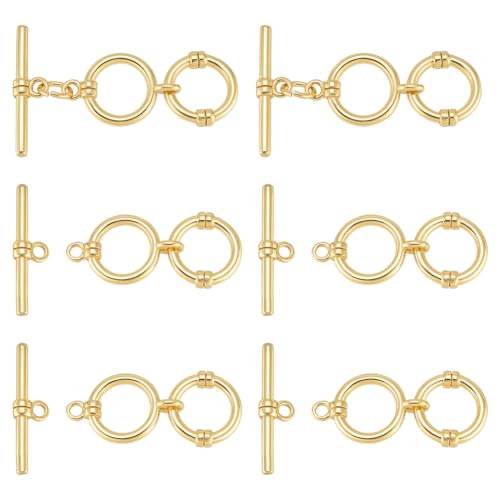 BENECREAT Knebelverschlüsse aus echtem 14 Karat vergoldetem Messing mit Biegeringen, 3,2 cm, 2 runde Ringe, verstellbare T-Verschluss-Verschlüsse für Halsketten, Armbänder, DIY-Schmuckherstellung, 6 BENECREAT Knebelverschlüsse aus echtem 14 Karat vergoldetem Messing mit Biegeringen, 3,2 cm, 2 runde Ringe, verstellbare T-Verschluss-Verschlüsse für Halsketten, Armbänder, DIY-Schmuckherstellung, 6 von BENECREAT