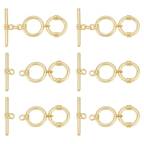 BENECREAT Knebelverschlüsse aus echtem 14 Karat vergoldetem Messing mit Biegeringen, 4,1 cm, 2 runde Ringe, verstellbare T-Verschluss-Verschlüsse für Halsketten, Armbänder, DIY-Schmuckherstellung, 6 BENECREAT Knebelverschlüsse aus echtem 14 Karat vergoldetem Messing mit Biegeringen, 4,1 cm, 2 runde Ringe, verstellbare T-Verschluss-Verschlüsse für Halsketten, Armbänder, DIY-Schmuckherstellung, 6 von BENECREAT