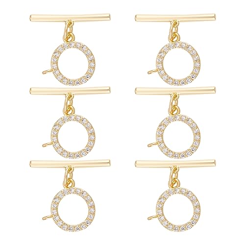 BENECREAT Knebelverschlüsse aus echtem 18 Karat vergoldetem Zirkonia, 6 Sets aus Messing, Mikro-Set, klare Zirkonia-Knebelverschlüsse für die Herstellung von Halsketten, Armbändern und anderem Schmuck BENECREAT Knebelverschlüsse aus echtem 18 Karat vergoldetem Zirkonia, 6 Sets aus Messing, Mikro-Set, klare Zirkonia-Knebelverschlüsse für die Herstellung von Halsketten, Armbändern und anderem Schmuck von BENECREAT