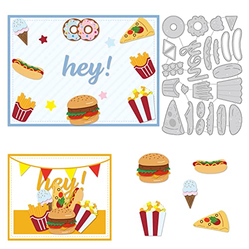 BENECREAT Metall Stanzformen Mit Fast Food Thema, Hamburger Pommes Pizza Karbonstahl Schablonen 15x10.2cm Für DIY Handwerk Scrapbook Album Papier Kartenprägung, 0.8mm Dick von BENECREAT