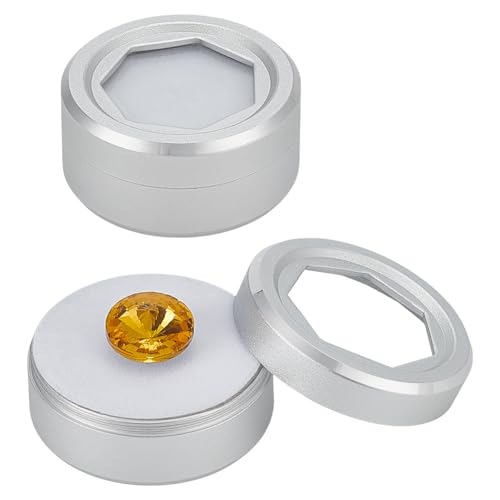 BENECREAT Mini-Stein-Box, rund, klein, lose Diamant-Schmuckstein-Box, Schmuck-Display-Behälter mit sechseckigem Glasdeckel und Schwamm-Innenkern für Edelsteine, Kristall, 4,8 x 1,9 cm, 2 Stück BENECREAT Mini-Stein-Box, rund, klein, lose Diamant-Schmuckstein-Box, Schmuck-Display-Behälter mit sechseckigem Glasdeckel und Schwamm-Innenkern für Edelsteine, Kristall, 4,8 x 1,9 cm, 2 Stück von BENECREAT