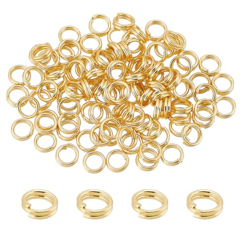 BENECREAT Offene Binderinge aus 18 Karat echtem, vergoldetem Messing, 5 mm, Metall-O-Ring, Goldverbinder, Doppelring, Spaltringe für Ohrringe, Halsketten, Armbänder, Schmuckherstellung, 100 Stück BENECREAT Offene Binderinge aus 18 Karat echtem, vergoldetem Messing, 5 mm, Metall-O-Ring, Goldverbinder, Doppelring, Spaltringe für Ohrringe, Halsketten, Armbänder, Schmuckherstellung, 100 Stück von BENECREAT