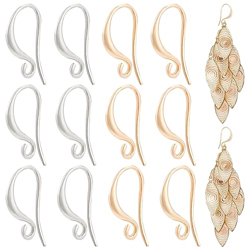 BENECREAT Ohrstecker-Haken, 18 Karat vergoldet, Messing, silberfarbene Spule und Kugel, baumelnde Ohrdrähte, Fischhaken mit Kunststoffbehältern für Schmuck-Ohrringherstellung, Loch: 1,5 mm, 48 Stück von BENECREAT