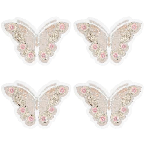 BENECREAT Perlen-Schmetterlings-Applikation, rosa Schmetterling-Pailletten, zum Aufnähen für Jacke, Tasche, Hochzeitskleid, Kleidung, Dekorationen und Basteln, 17,5 x 25,1 cm, 4 Stück BENECREAT Perlen-Schmetterlings-Applikation, rosa Schmetterling-Pailletten, zum Aufnähen für Jacke, Tasche, Hochzeitskleid, Kleidung, Dekorationen und Basteln, 17,5 x 25,1 cm, 4 Stück von BENECREAT