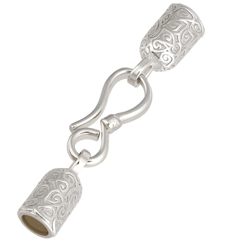 BENECREAT Quetsch-Endkappe aus 925er Sterlingsilber, 3,6 cm lange Endspitze mit Verschluss, Armbandverschluss für Schmuckherstellung, silberne Kordelenden für Lederschnur, Halskette, Armband von BENECREAT