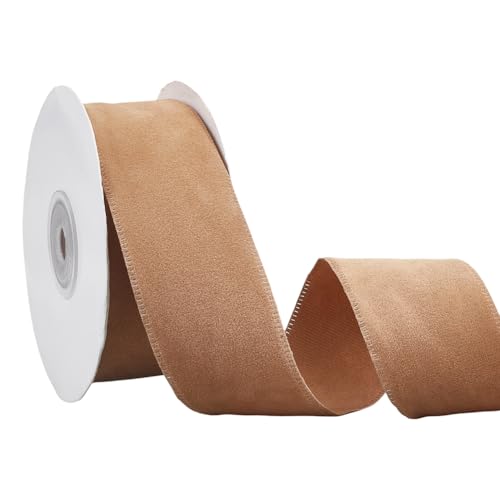 BENECREAT Samtband mit Draht, 3,8 cm, khakifarbenes Polyester-Stoffband, doppelseitiges Weihnachtsband für Weihnachtsbaum, Geschenkverpackung, Kranz, Schleife, Outdoor-Dekoration, 9,1 m BENECREAT Samtband mit Draht, 3,8 cm, khakifarbenes Polyester-Stoffband, doppelseitiges Weihnachtsband für Weihnachtsbaum, Geschenkverpackung, Kranz, Schleife, Outdoor-Dekoration, 9,1 m von BENECREAT