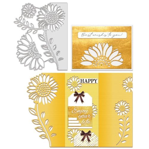 BENECREAT Sonnenblumen-Stanzschablonen, Blumen- Und Blatt-Stanzformen, DIY-Bastel-Prägevorlage Für Kartenherstellung, Foto, Dekoratives Papier, Scrapbooking, 0.8 mm Dick von BENECREAT