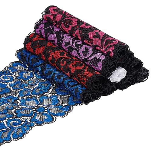 BENECREAT Spitzenband mit Blumenmuster, besticktes elastisches Spitzenband, Stretch-Tüll-Spitzenborte für Dessous, Kleidung, Nähzubehör, Bastelarbeiten, 91 cm, 10 Farben BENECREAT Spitzenband mit Blumenmuster, besticktes elastisches Spitzenband, Stretch-Tüll-Spitzenborte für Dessous, Kleidung, Nähzubehör, Bastelarbeiten, 91 cm, 10 Farben von BENECREAT