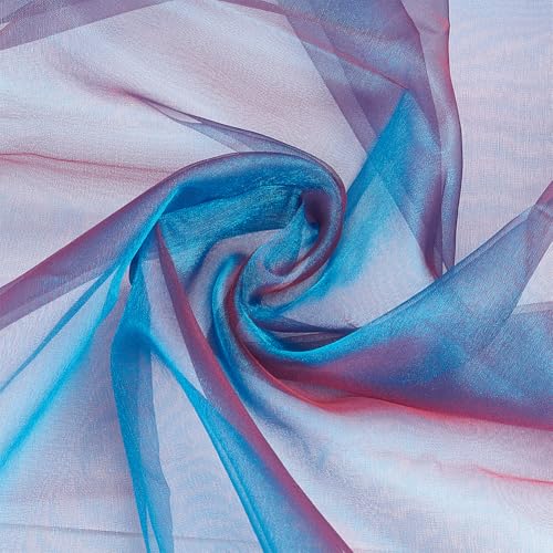 BENECREAT Stahlblau Schillernder Zweifarbiger Organza Stoff, 150cm x 2.74m, Polyester, Zweifarbiges Design, Ideal für Kleidung und Dekoration von BENECREAT
