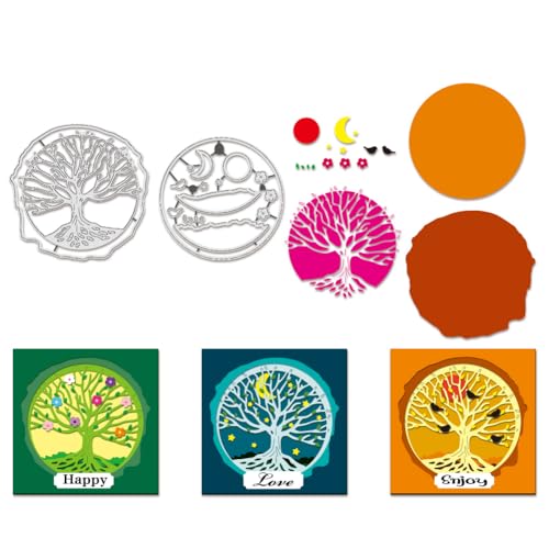 BENECREAT Stanzformen Mit Lebensbaum-Motiv, 2 Stück Baumrand-Hintergrundschablonen Sonne Mond Sterne Dekorative Prägeschablonen Für Scrapbooking, Fotoalbum, Grußkartenherstellung BENECREAT Stanzformen Mit Lebensbaum-Motiv, 2 Stück Baumrand-Hintergrundschablonen Sonne Mond Sterne Dekorative Prägeschablonen Für Scrapbooking, Fotoalbum, Grußkartenherstellung von BENECREAT