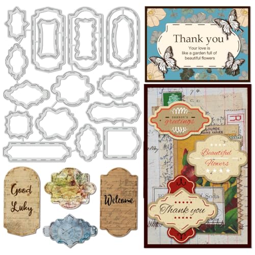 BENECREAT Tag Thema Karbonstahl Stanzschablonen, Stanzformen für Etikettenrahmen zum Basteln von Karten, Scrapbooking, Fotoalbum, dekorativem Prägen, Erstellen von Nummernschildern, 0,8 mm dick BENECREAT Tag Thema Karbonstahl Stanzschablonen, Stanzformen für Etikettenrahmen zum Basteln von Karten, Scrapbooking, Fotoalbum, dekorativem Prägen, Erstellen von Nummernschildern, 0,8 mm dick von BENECREAT