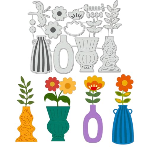 BENECREAT Vasen mit Blumen Stanzformen, dekorative Flaschen Kohlenstoffstahl Prägeschablonen Metallschablonen für Scrapbooking, Album Foto, Kartenherstellung von BENECREAT