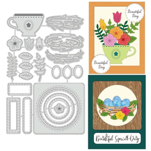 BENECREAT Vogelnest-Stanzformen, Teetasse-Blumen Einfache Bordüre Metallstanzschablonen Für DIY Scrapbooking, Dekoratives Prägepapier, Scrapbooking, Kartenherstellung, 11.2x17.2 cm BENECREAT Vogelnest-Stanzformen, Teetasse-Blumen Einfache Bordüre Metallstanzschablonen Für DIY Scrapbooking, Dekoratives Prägepapier, Scrapbooking, Kartenherstellung, 11.2x17.2 cm von BENECREAT