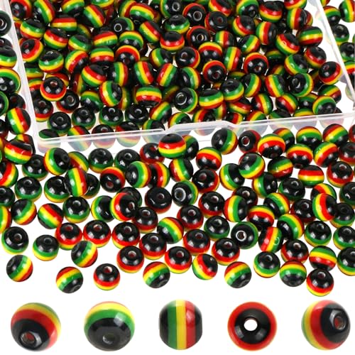 BENOSPACE Rasta-Jamaika-Perlen, 8 mm, schwarz, rot, grün, gelb, gestreift, rund, schwarz, Geschichte, Monat, Juni, Basteln, Acryl, lose Abstandshalter, Ornamente für DIY-Armbänder, Halsketten, BENOSPACE Rasta-Jamaika-Perlen, 8 mm, schwarz, rot, grün, gelb, gestreift, rund, schwarz, Geschichte, Monat, Juni, Basteln, Acryl, lose Abstandshalter, Ornamente für DIY-Armbänder, Halsketten, von BENOSPACE