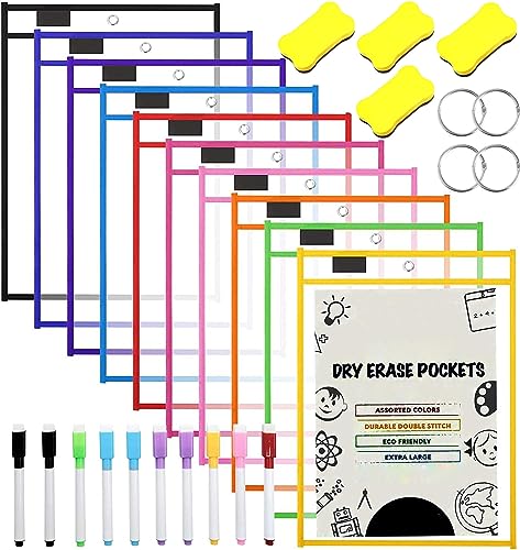 10 Stück Dry Erase Taschen, Abwischbare Durchsichtige Hüllen Reusable Dry Erase Pockets Schreibwaren Lieferungen Mehrfarbige Trocken Abwischbare Taschen für Klassenzimmer, Büro, Heimbildung 10 Stück Dry Erase Taschen, Abwischbare Durchsichtige Hüllen Reusable Dry Erase Pockets Schreibwaren Lieferungen Mehrfarbige Trocken Abwischbare Taschen für Klassenzimmer, Büro, Heimbildung von BEOIUCZZY