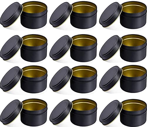 12 Stück Kerzendosen, 120 ml Kerzenbehälter Kerzengläser Runde Kerzengläser Schraubdeckel Metalldosen für Kerzen, DIY, Handwerk, Schmuck, Kosmetik DIY-Kerzenherstellungszubehör Schwarz von BEOIUCZZY