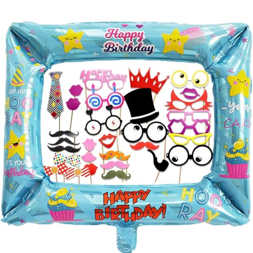 BEPSYOM Geburtstag Fotobox Accessoires 31 Stück Fotorequisiten und Fotorahmen aufblasbar Foto Booth BEPSYOM Geburtstag Fotobox Accessoires 31 Stück Fotorequisiten und Fotorahmen aufblasbar Foto Booth von BEPSYOM
