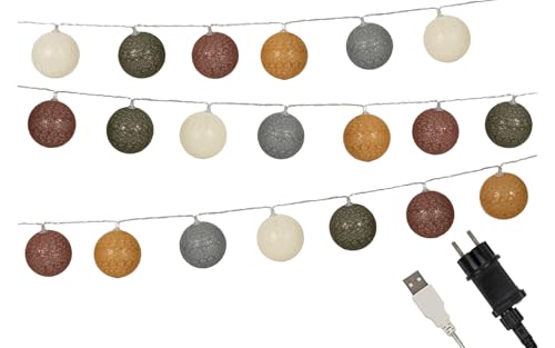 BERGER Lichterkette Cotton Ball Sphere 2,3m | 20 LED Baumwollkugeln Lampions Kugel Kette Ø60mm für Innen & Außen | USB & Stecker mit Timer | Deko für Garten Party Camping Weihnachten Hochzeit BERGER Lichterkette Cotton Ball Sphere 2,3m | 20 LED Baumwollkugeln Lampions Kugel Kette Ø60mm für Innen & Außen | USB & Stecker mit Timer | Deko für Garten Party Camping Weihnachten Hochzeit von BERGER